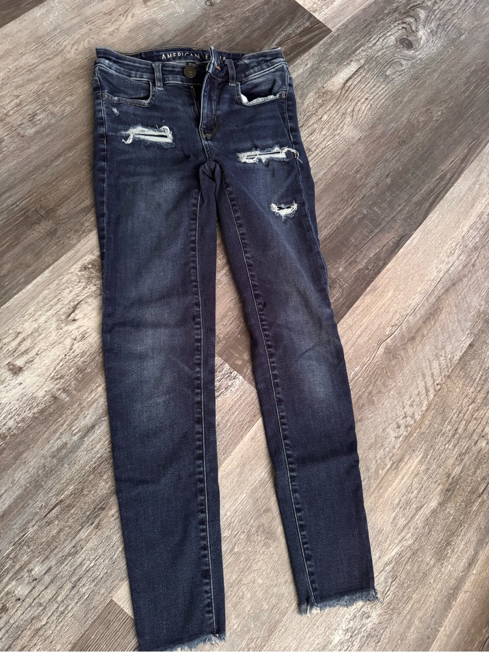 American Eagle Outfitters Dark Navy Ripped Skinny Jeans